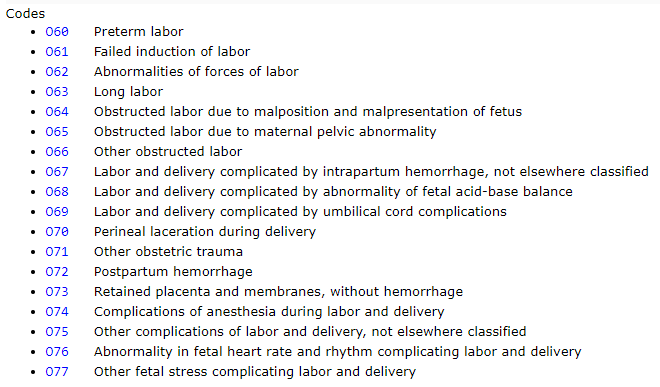 presentation icd 10 codes