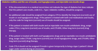 Diabetes ICD 10 - Mellitus Type 1 and 2 ,Insipidus - examples