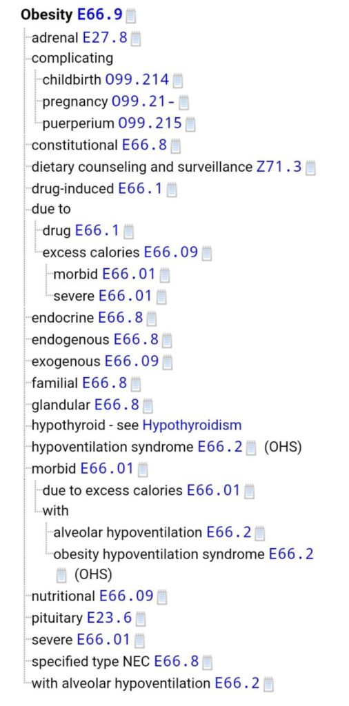 Obesity ICD 10 Codes - Guidelines along with examples